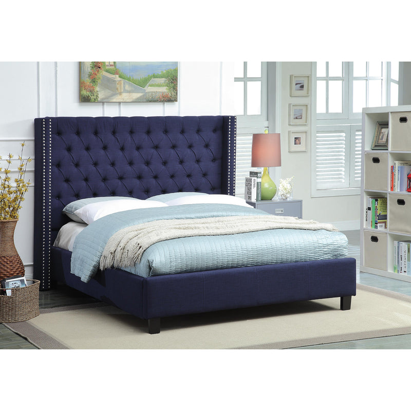 Meridian Ashton Navy Linen Textured Queen Bed IMAGE 2