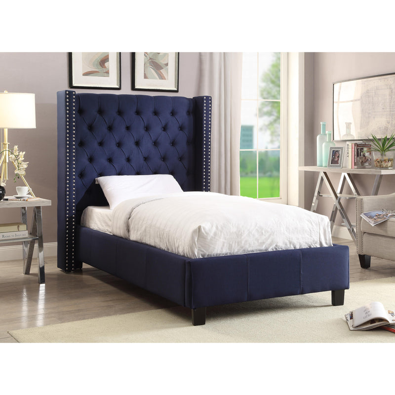 Meridian Ashton Navy Linen Textured Twin Bed IMAGE 2