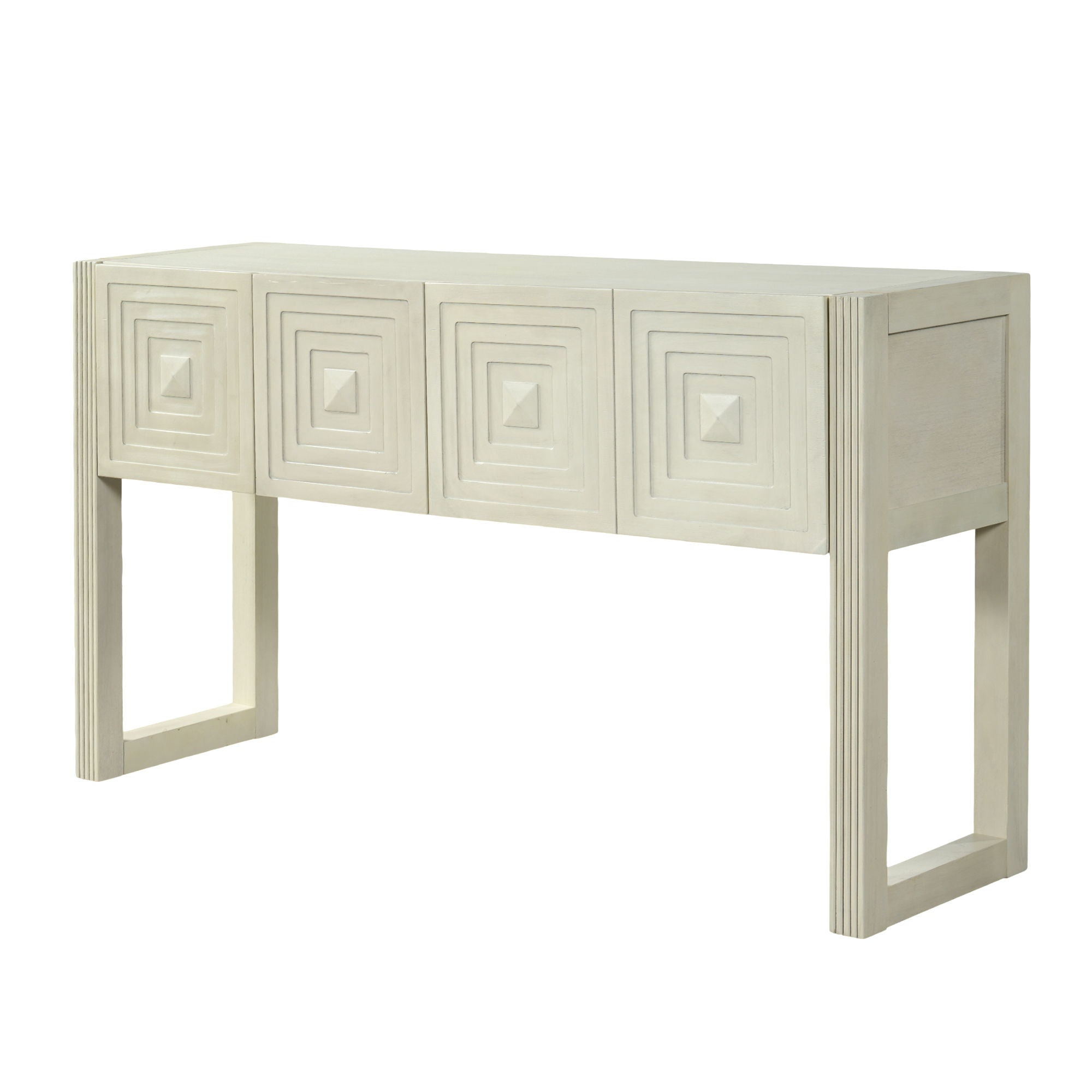 Geometric Carved Console Table With 3 Soft Close Drawers