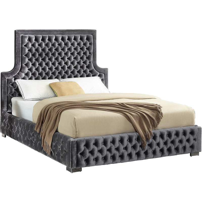 Meridian Sedona Grey Velvet Queen Bed IMAGE 1