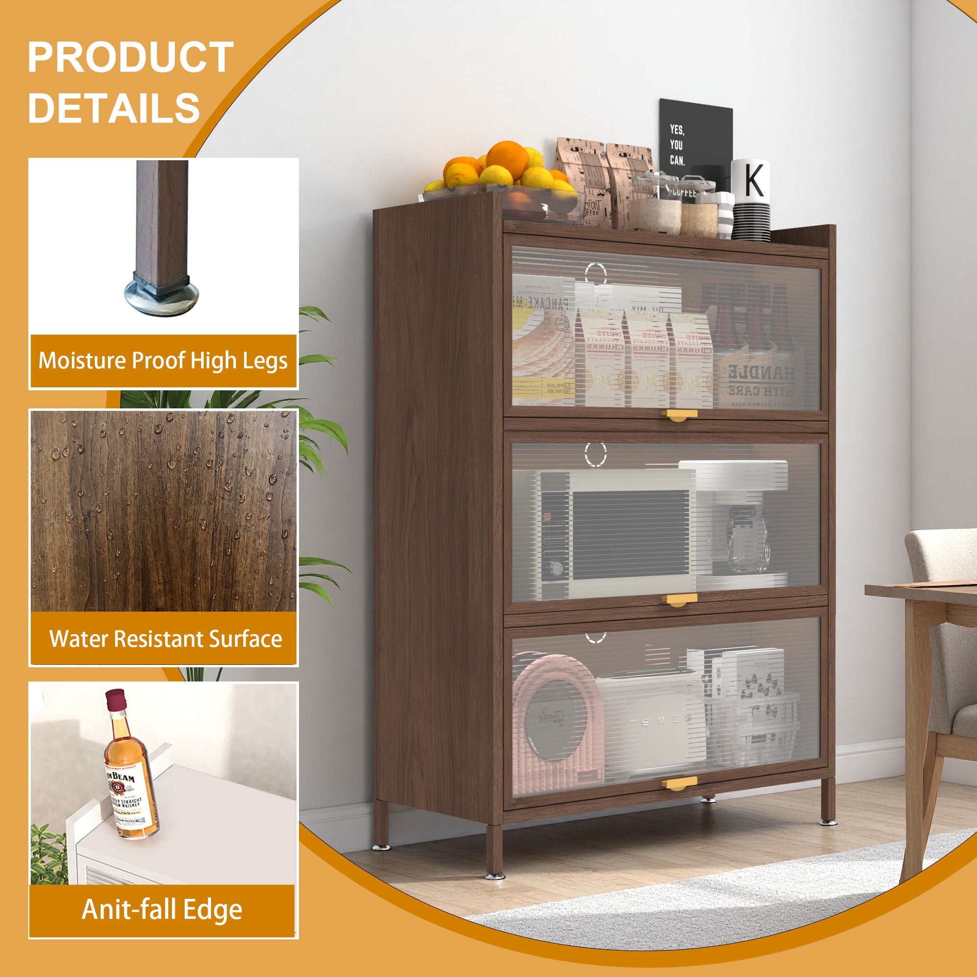 Flip Doors Cabinet, With Ample Storage Space