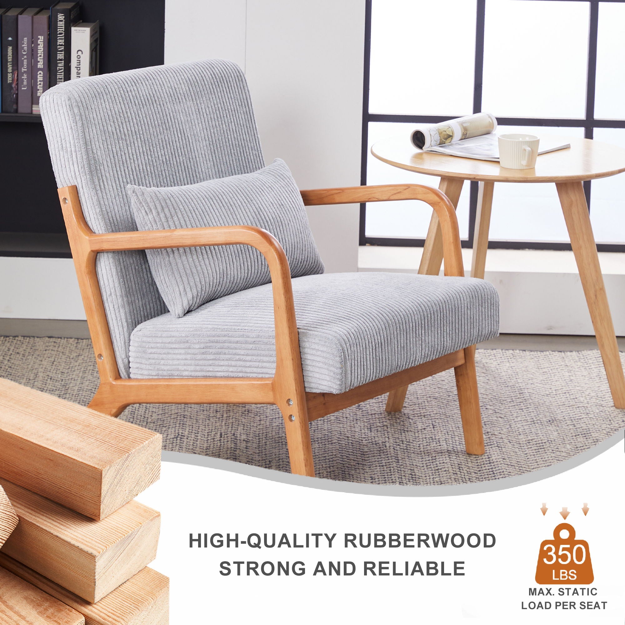 Accent Arm Chair With Pillow Upholstered