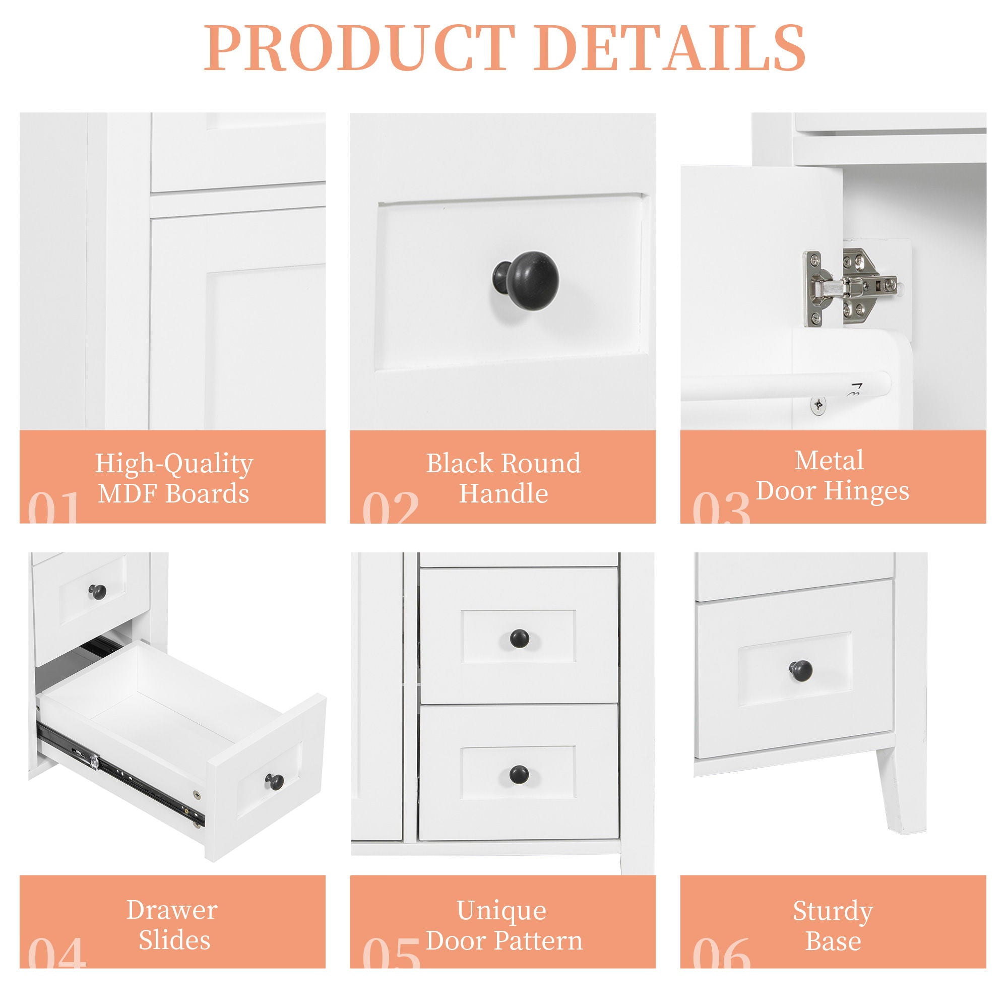 Bathroom Vanity With Sink, 3 Drawers And Adjustable Shelf
