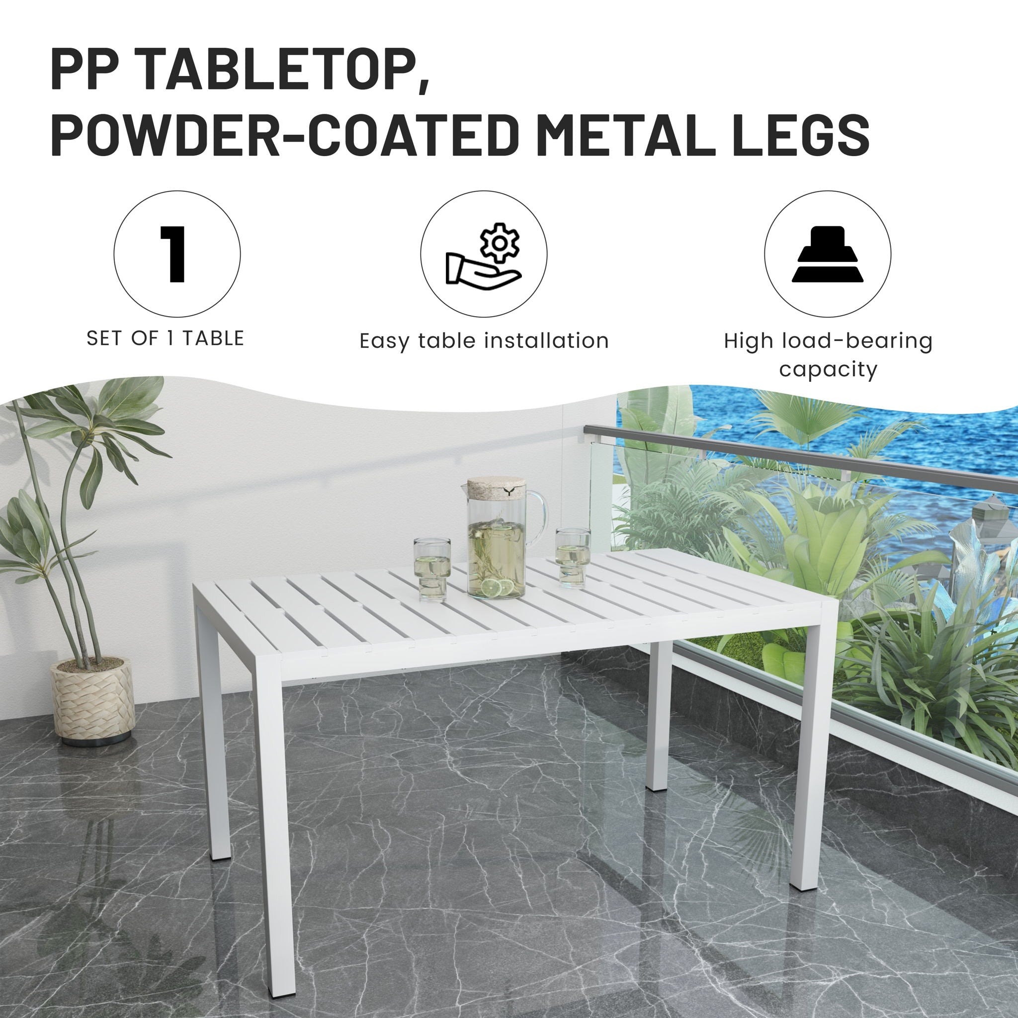 4 Piece Set Of Modern Designed Single Chairs With Long Table