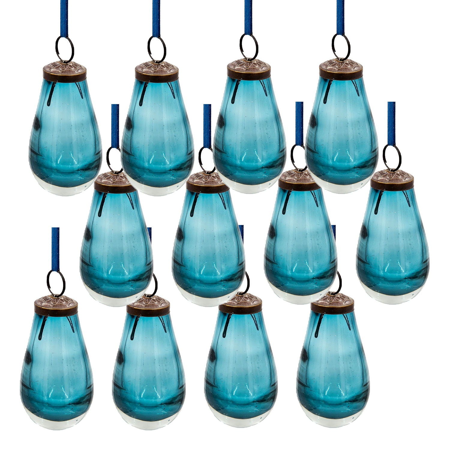 Luster Tear Drop Ornament, Glass Decorative Hanging Christmas Tree Ornaments For Holiday Party Decorations (Set of 12)