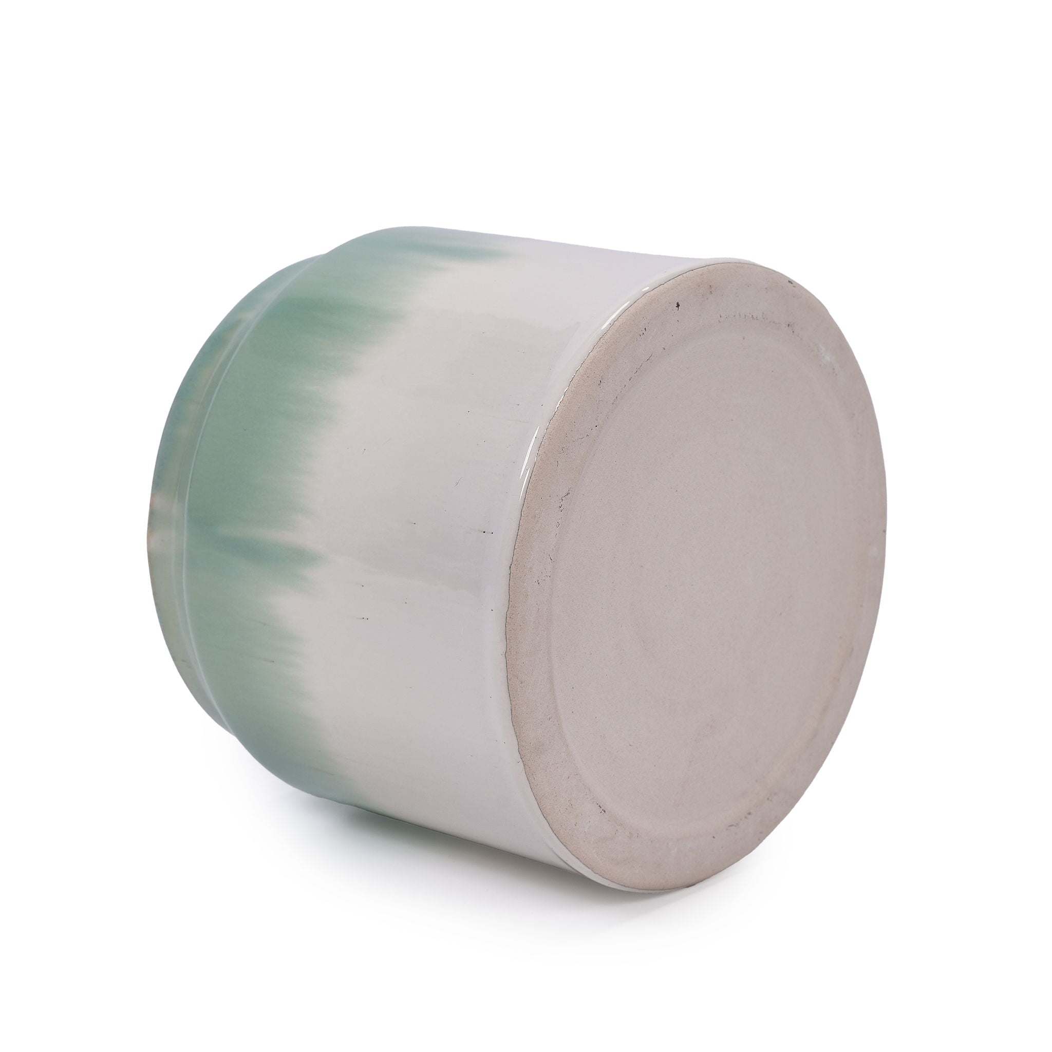 Gradient Flowerpot (Set of 2), Planter For Patio, Garden, Windowsill - White / Green