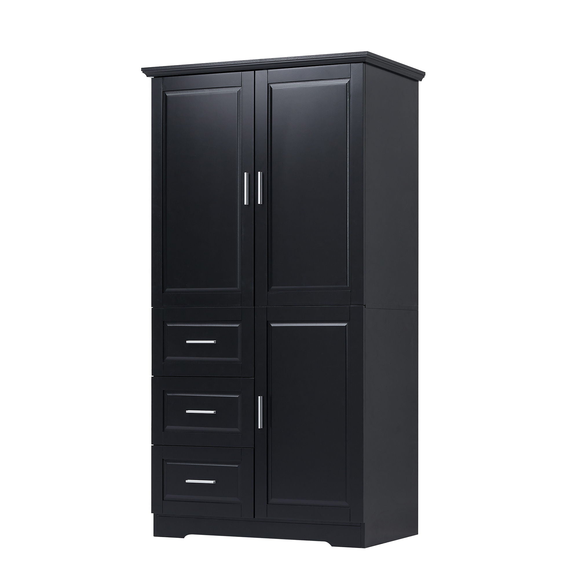 Tall Wide Storage Cabinet With Doors, 3 Drawers