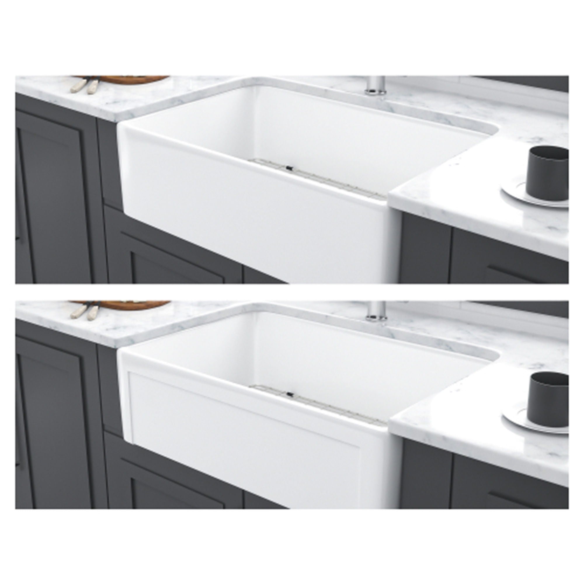 Apron Front Reversible Single Bowl Kitchen Sink & Grid And Strainer