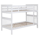 Chapman Wood Twin Over Twin Bunk Bed with Mattress White