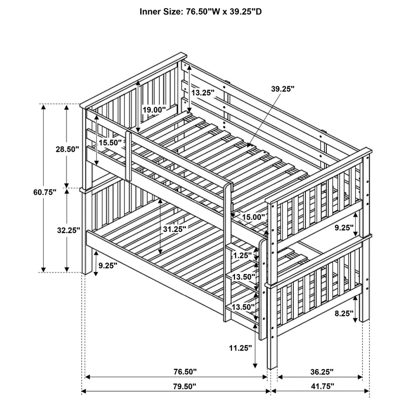 Chapman Wood  Over  Bunk Bed White