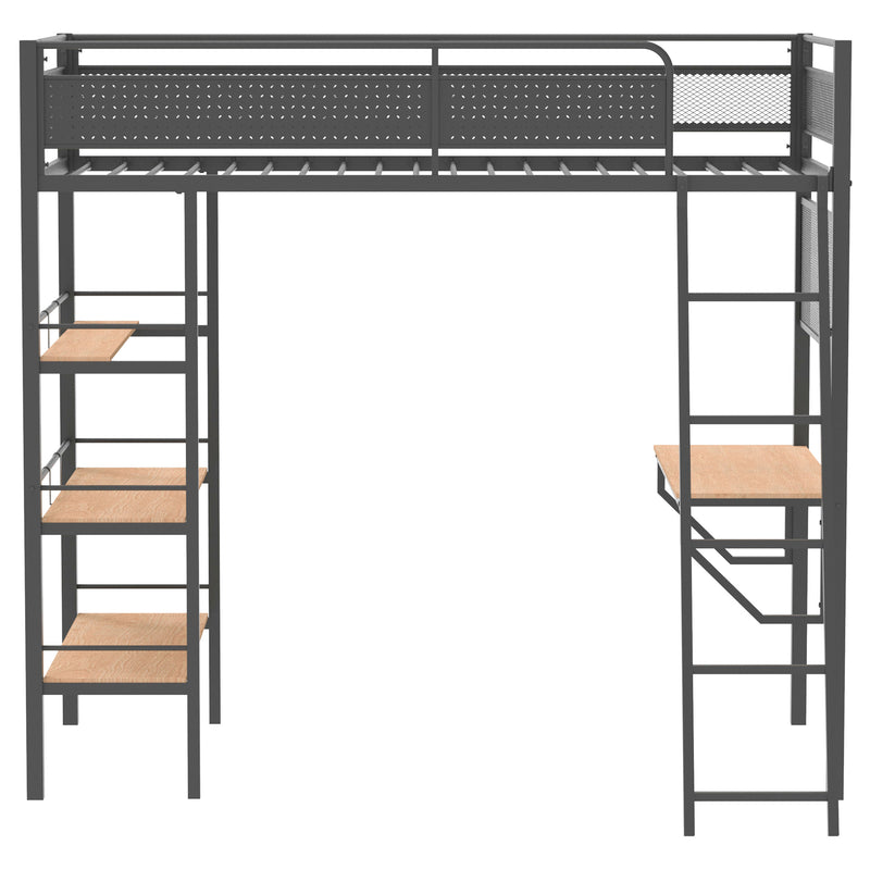 Campus 3-shelf Metal Twin Workstation Loft Bed Matte