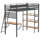Campus 3-shelf Metal Twin Workstation Loft Bed Matte