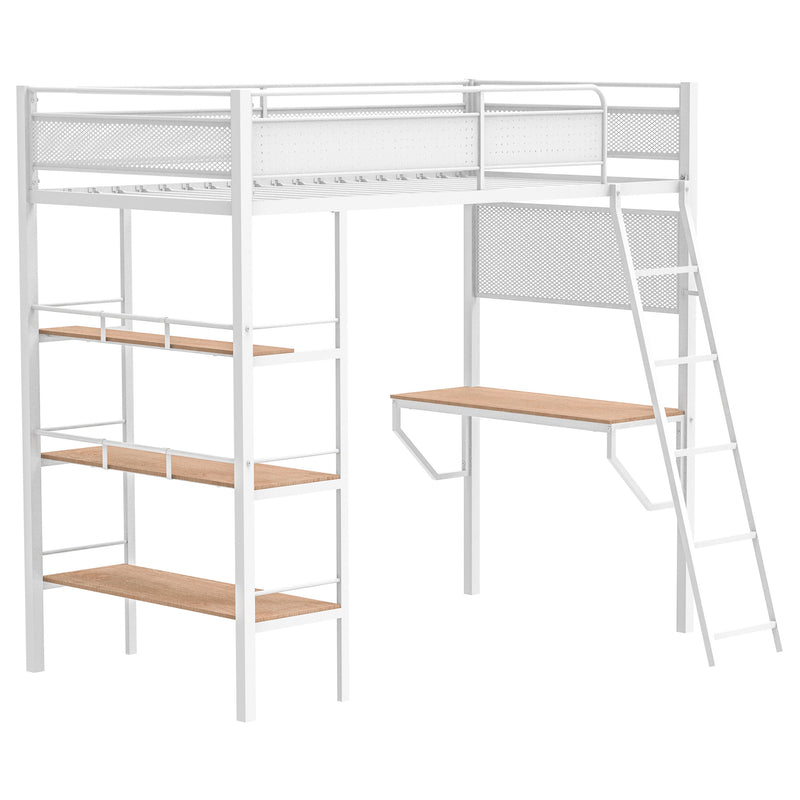 Campus 3-shelf Metal Twin Workstation Loft Bed Matte