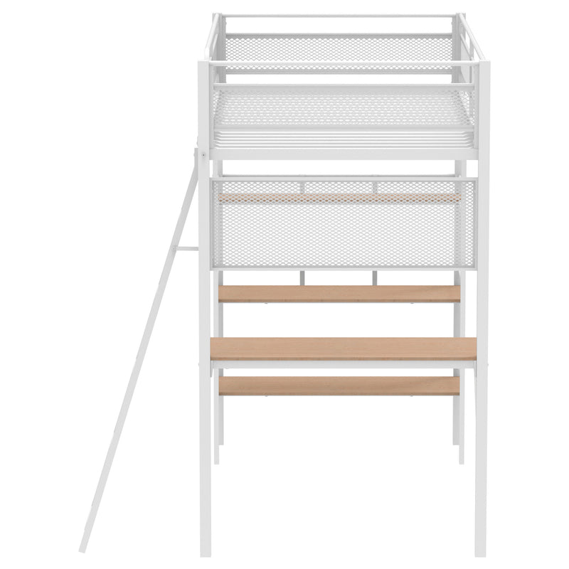Campus 3-shelf Metal Twin Workstation Loft Bed Matte