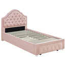 Ashleigh 44-inch Upholstered Storage Platform Bed Pink