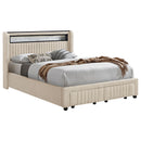 Madison Upholstered LED  Storage Platform Bed Cream
