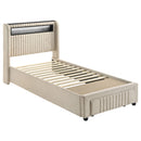 Madison Upholstered LED  Storage Platform Bed Cream