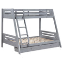 Trisha 2-drawer Wood  Over  Bunk Bed Grey