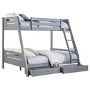 Trisha 2-drawer Wood  Over  Bunk Bed Grey