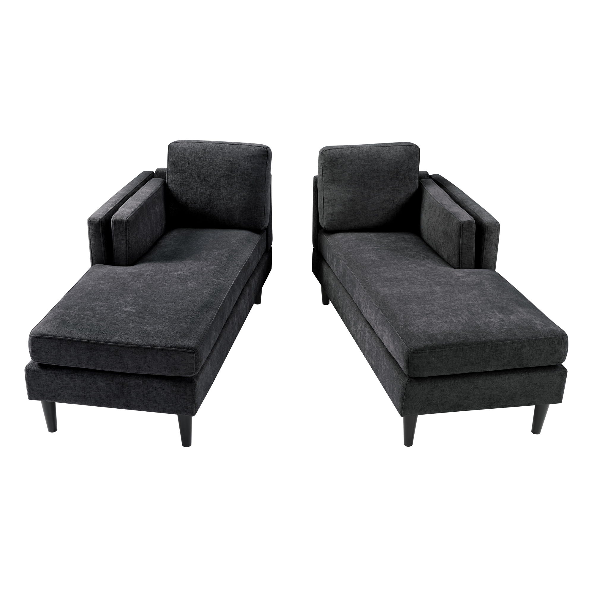 Chaise Lounge Sofa Bed With Dual Layer Armrests For Living Room