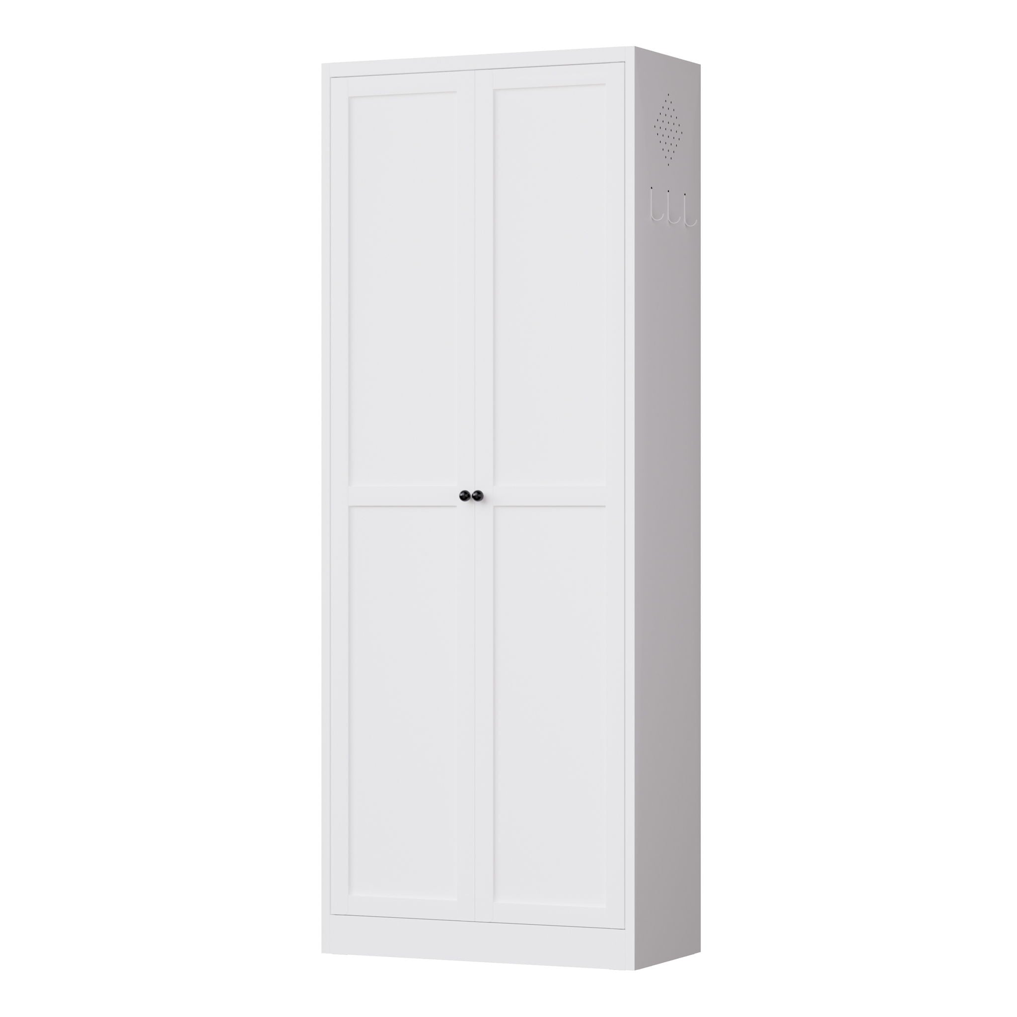 Kitchen Pantry Cabinet With Doors, Heavy-Duty Freestanding Storage Organizer With 5 Adjustable Shelves, Tool Free Assembly - White