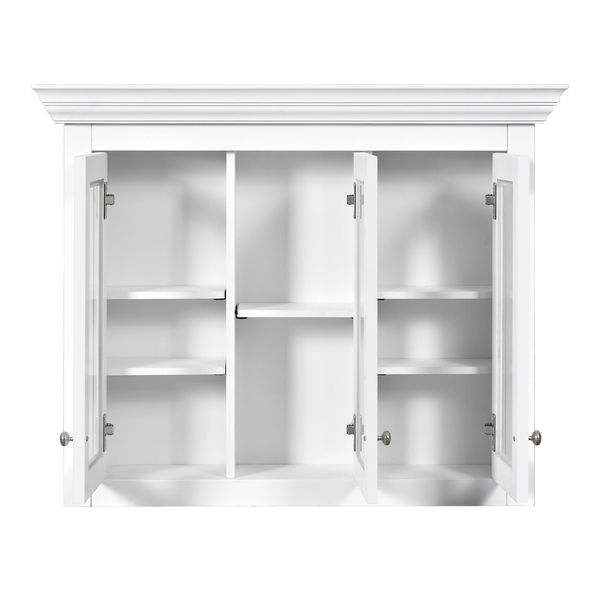 Bathroom Medicine Cabinet With Mirror, 5 Adjustable Closed Shelves, Wall-Mounted - White