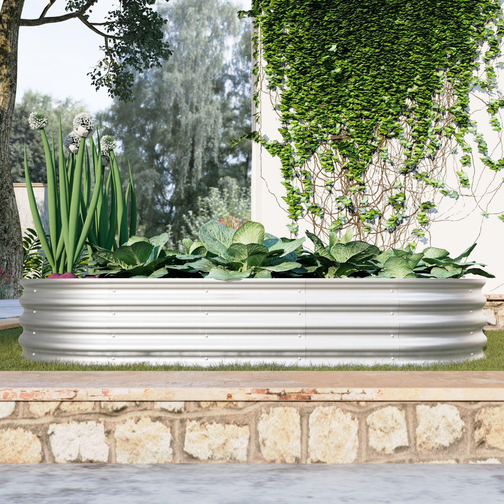 Heavy Duty Galvanized Raised Garden Bed Kit For Vegetables, Flowers & Herbs
