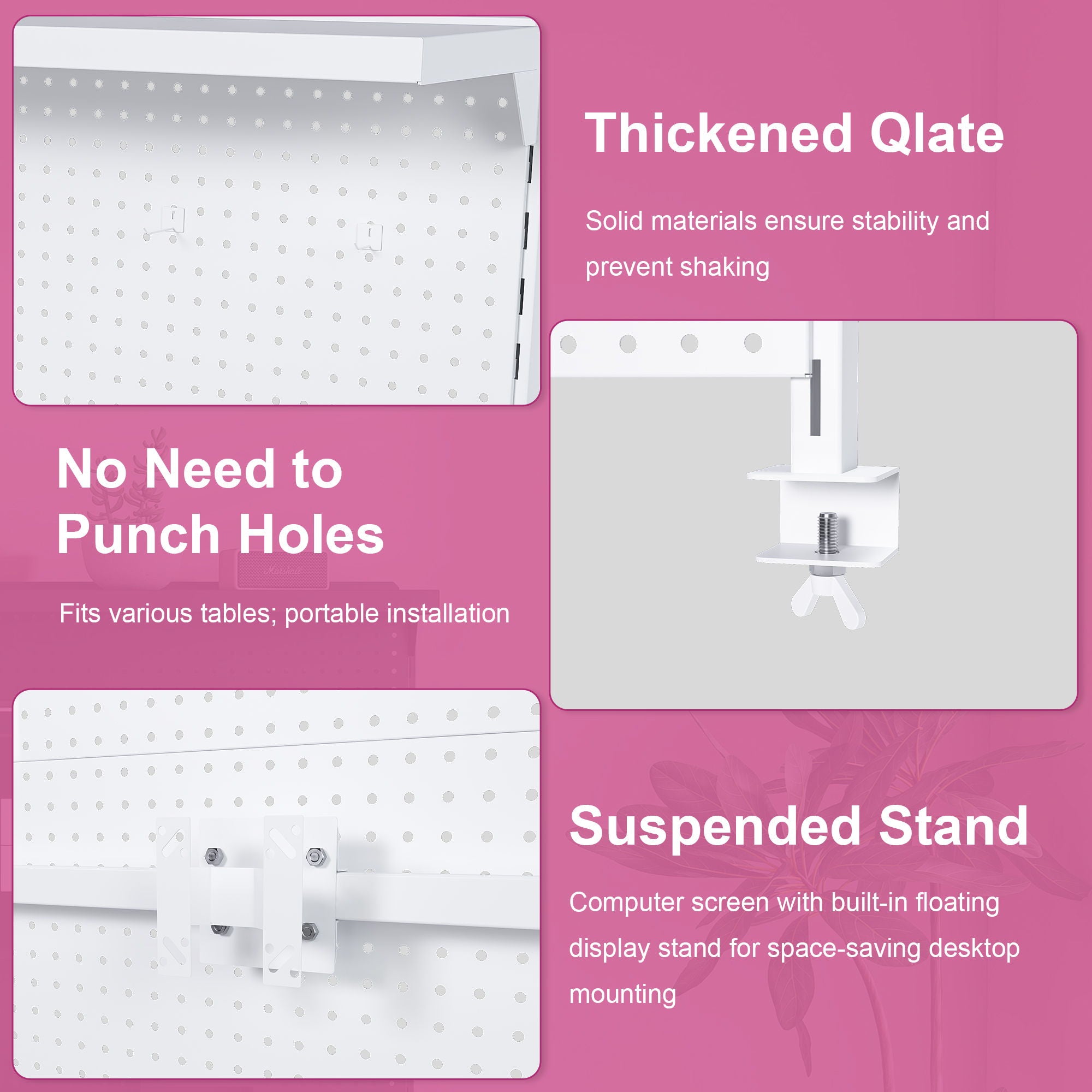 Clamp On Desk Pegboard With Single Monitor Stand