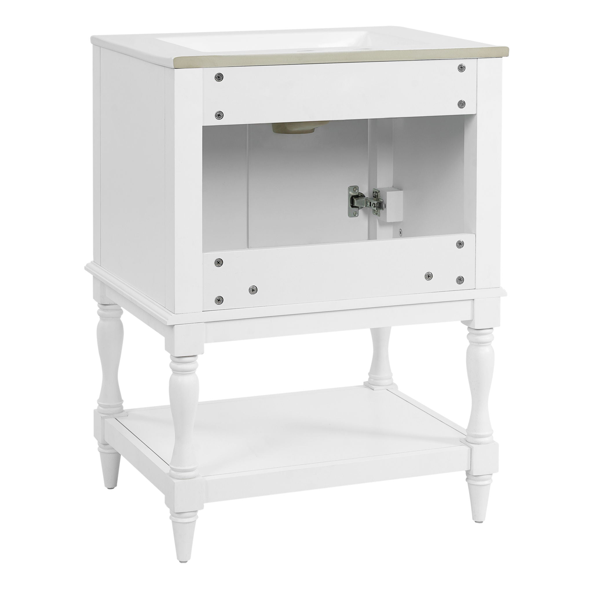 Modern Bathroom Vanity With Sink, Rectangular Cabinet With Open Shelf And Closed Storage