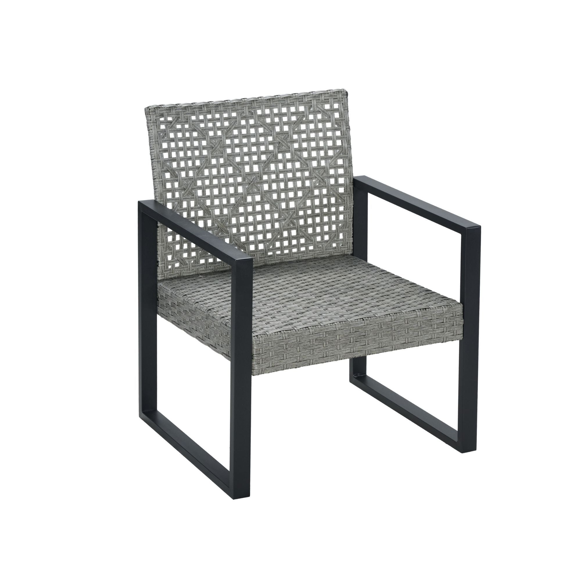 4 Piece Patio Furniture Set With Acacia Wood Table Top And Cushions