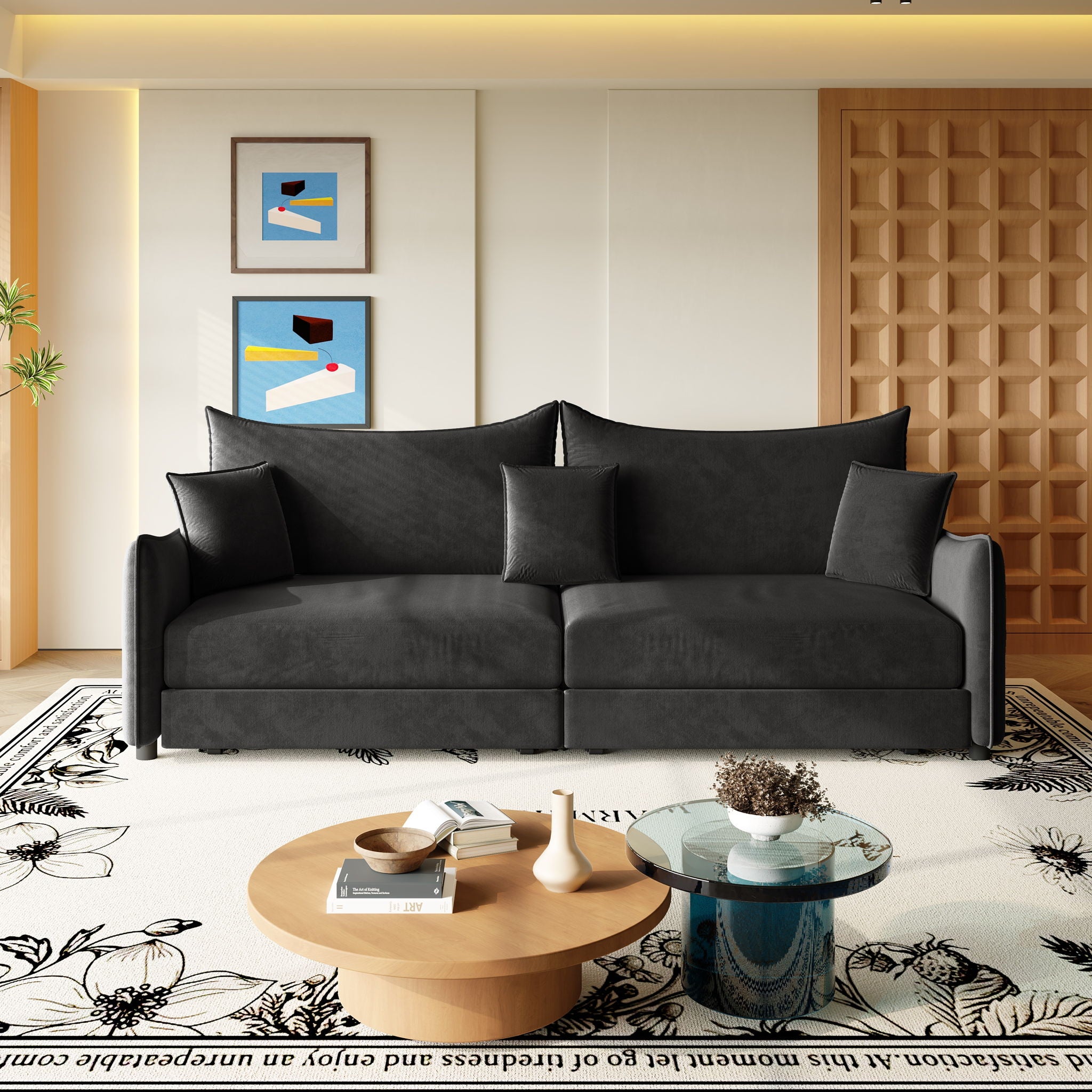 King Pull Out Sofa Bed, 3-In-1 Convertible Bed With 3 Pillows