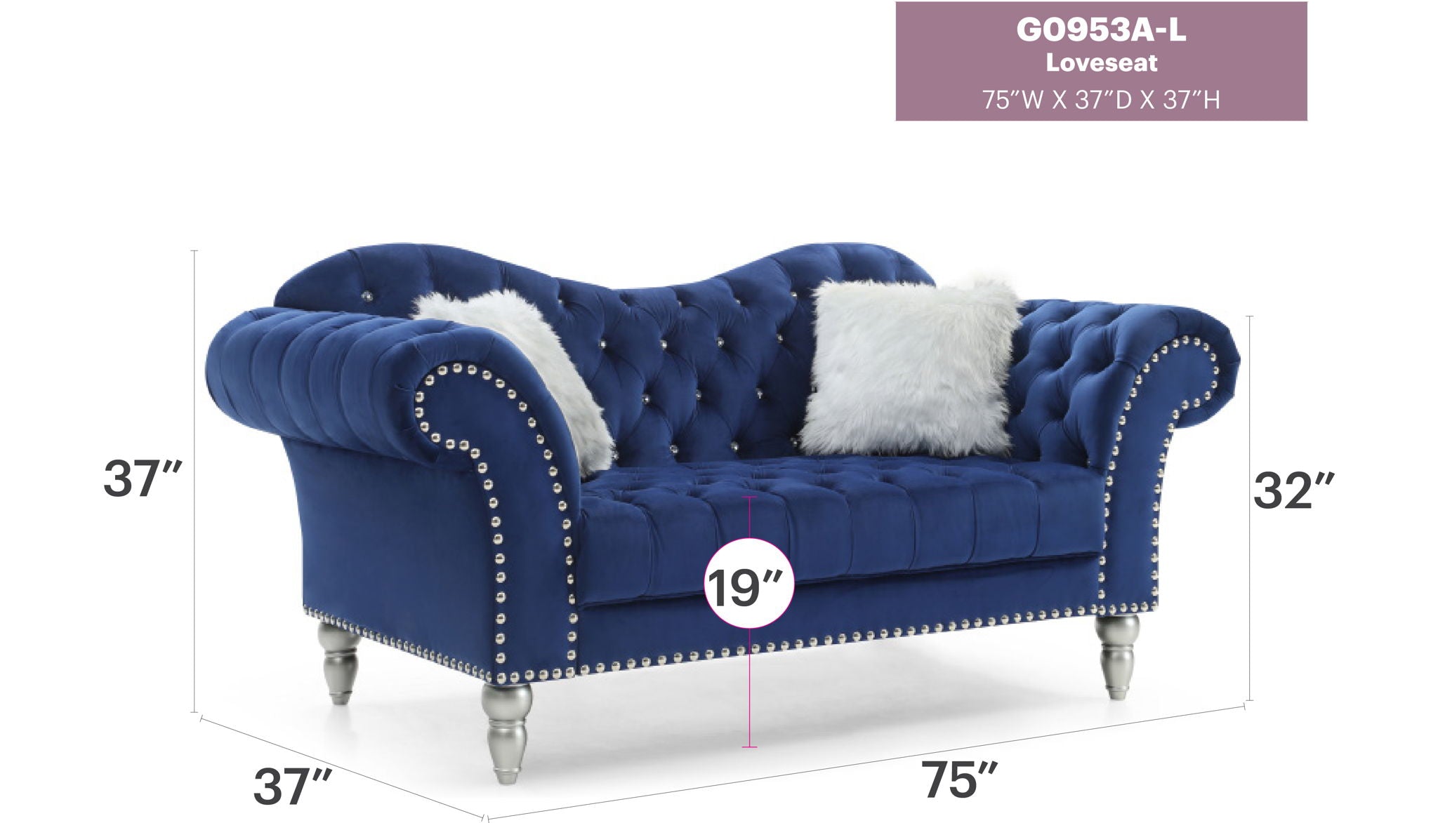 Elegant Round Arm Loveseat
