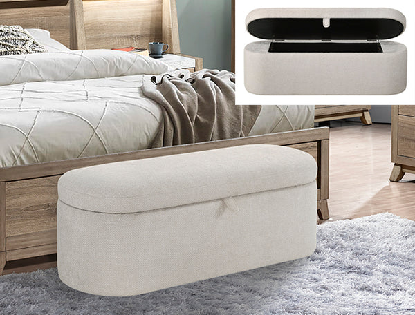 Philipa Storage Bench-Oatmeal Tweed