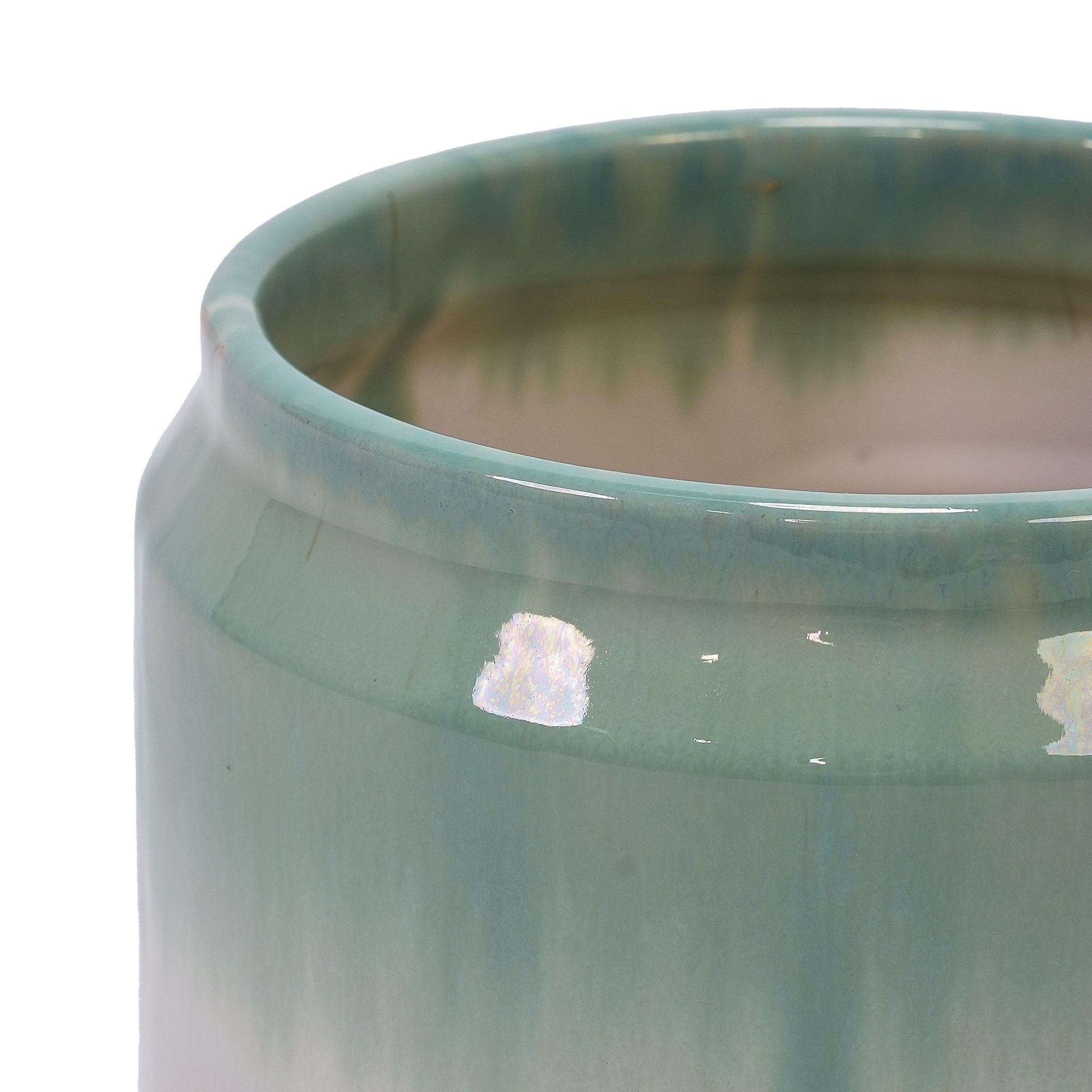 Gradient Flowerpot (Set of 2), Planter For Patio, Garden, Windowsill - White / Green