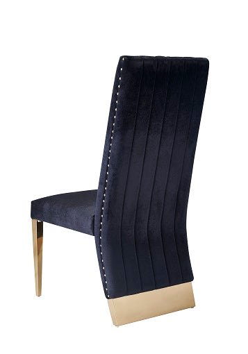 Modrest Keisha - Modern Black Velvet and Gold Dining Chair Set of 2