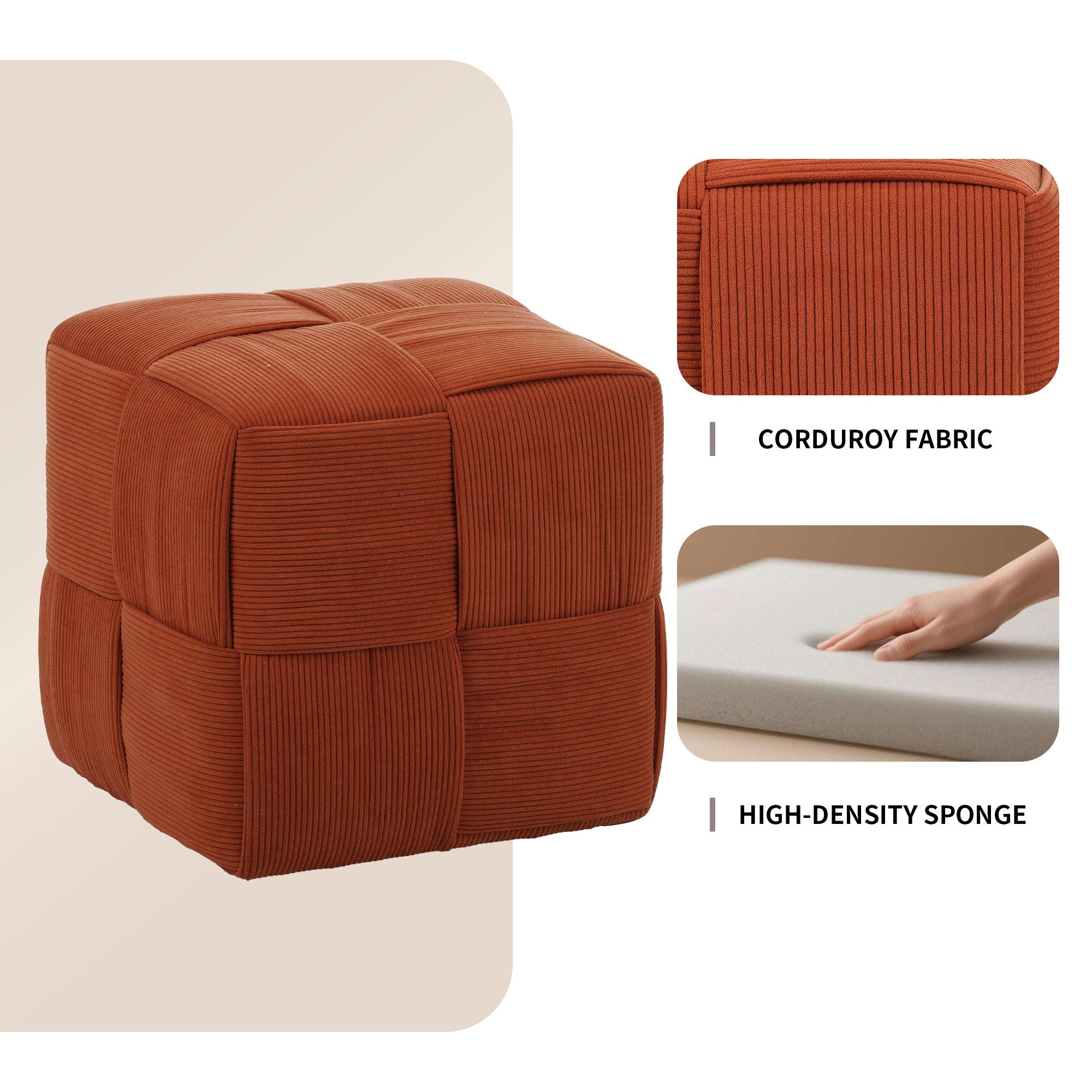 Square Ottoman Foot Rest With Woven Design