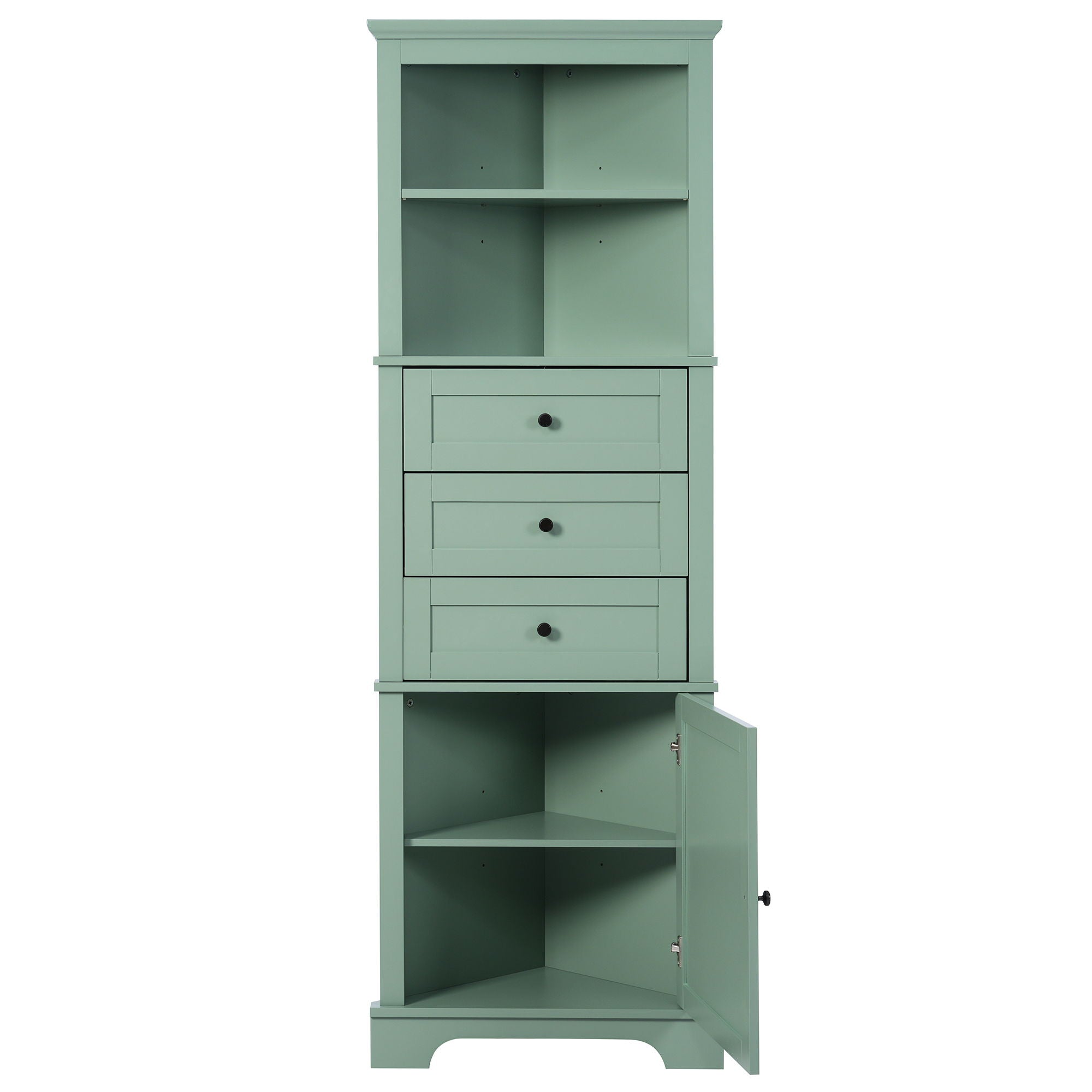 Tall Storage Cabinet With 3 Drawers And Adjustable Shelves For Bathroom