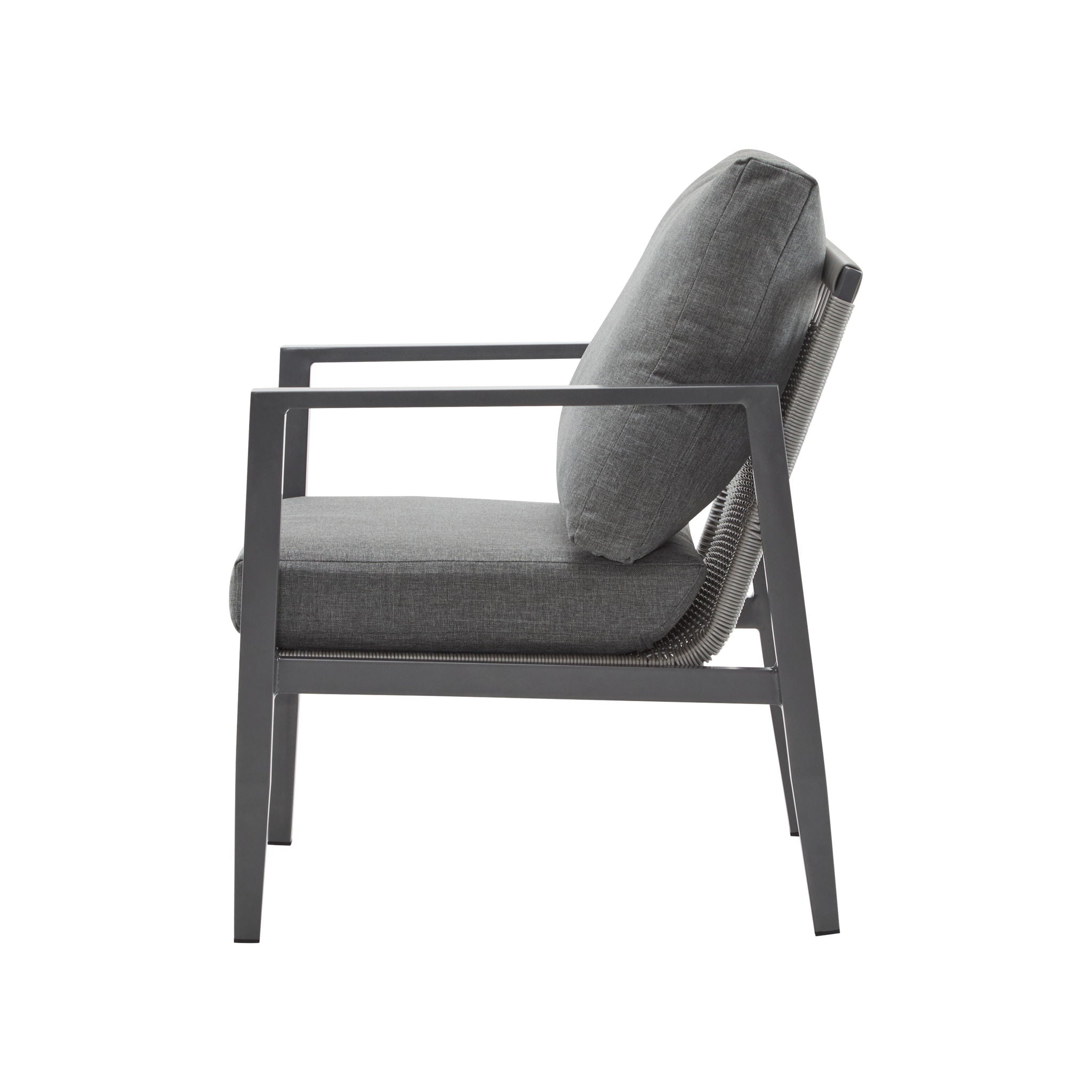 Modern Lounge Chair With Rope Accents And Cushions