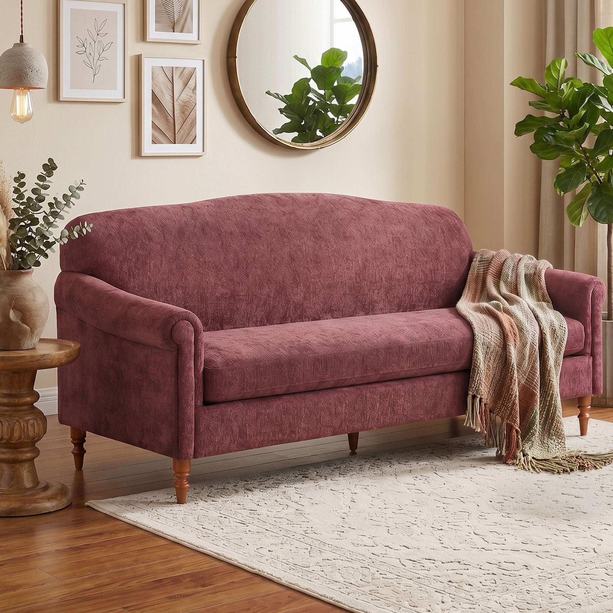 Loveseat Sofa, 2 Seater Couch With Rolled Arms