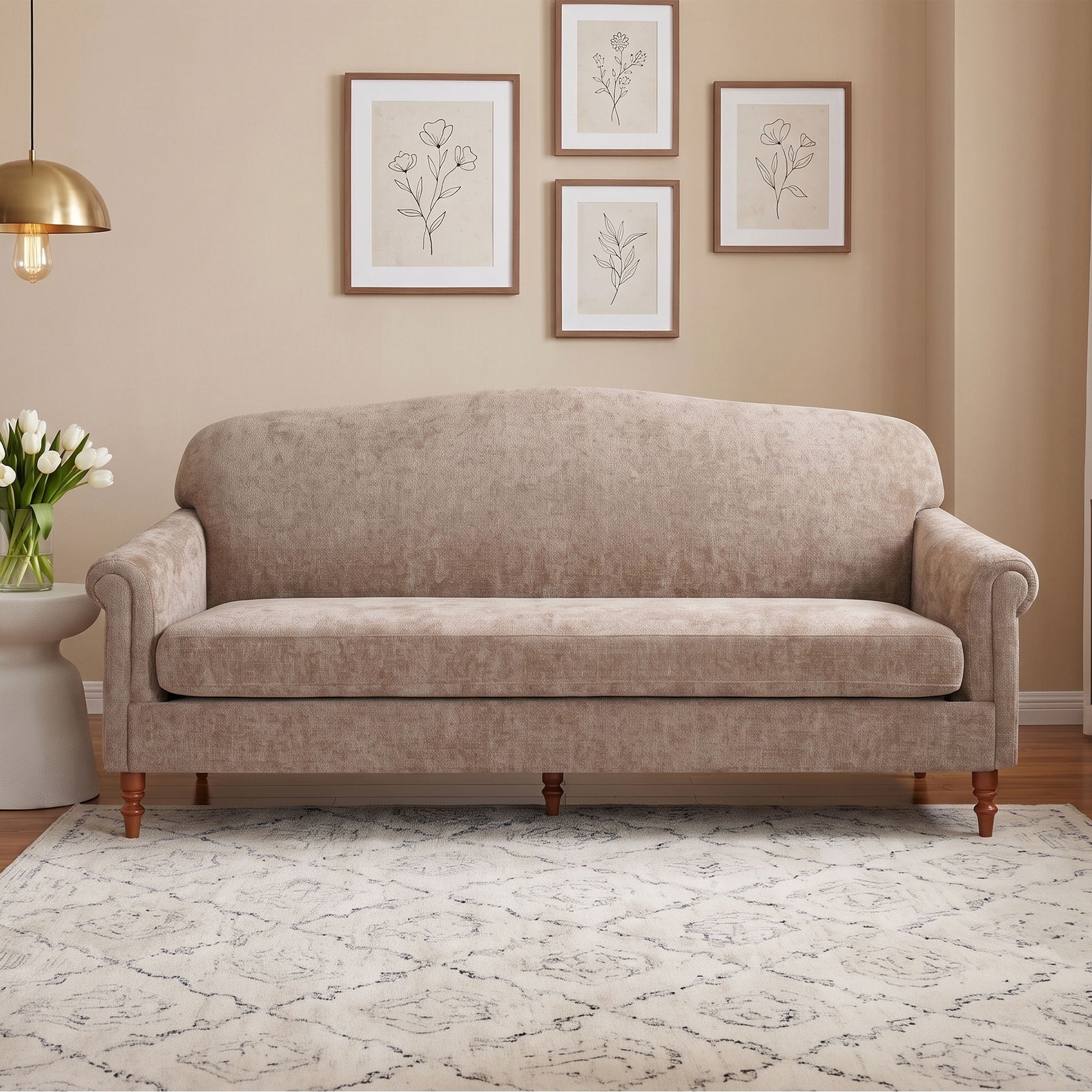 Loveseat Sofa, 2 Seater Couch With Rolled Arms