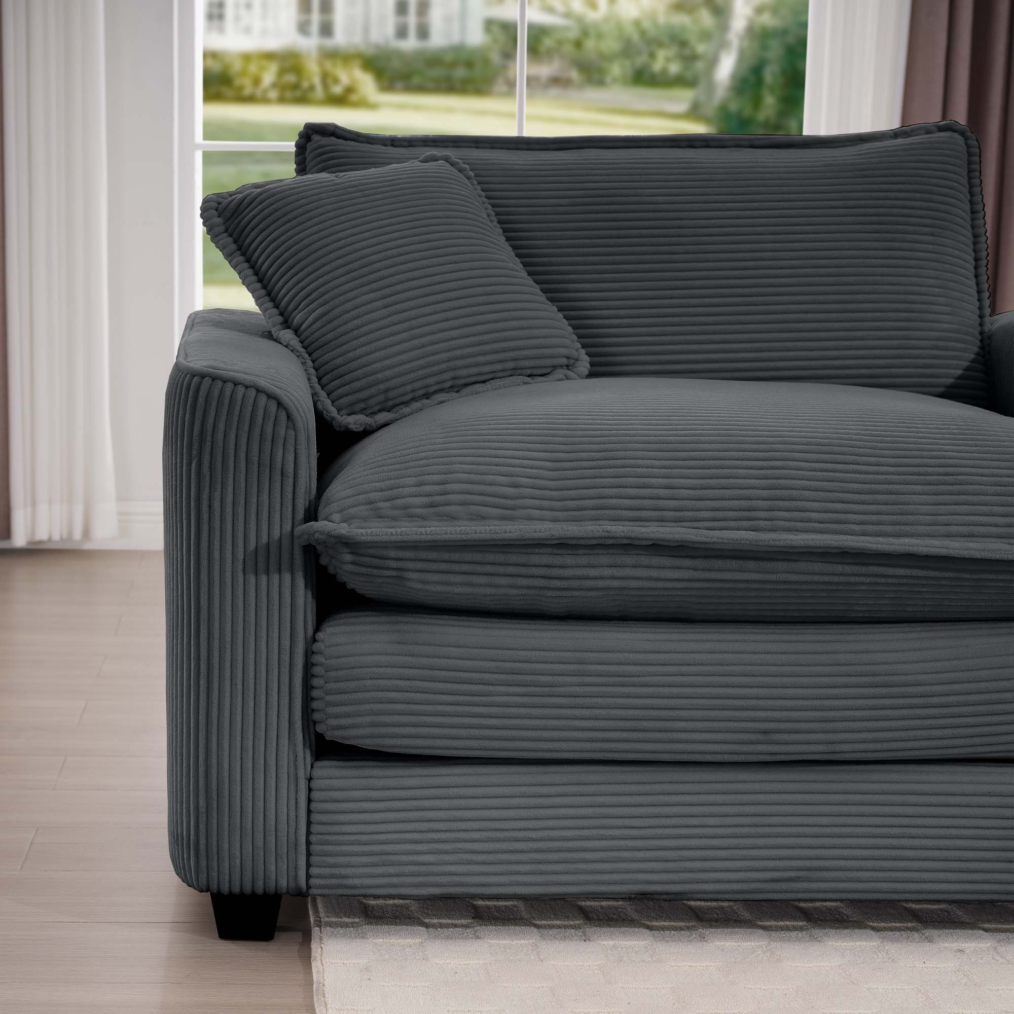 Modular Oversized Cushion Sofa With Ottoman, Low Back, Deep Seating Sofa Set