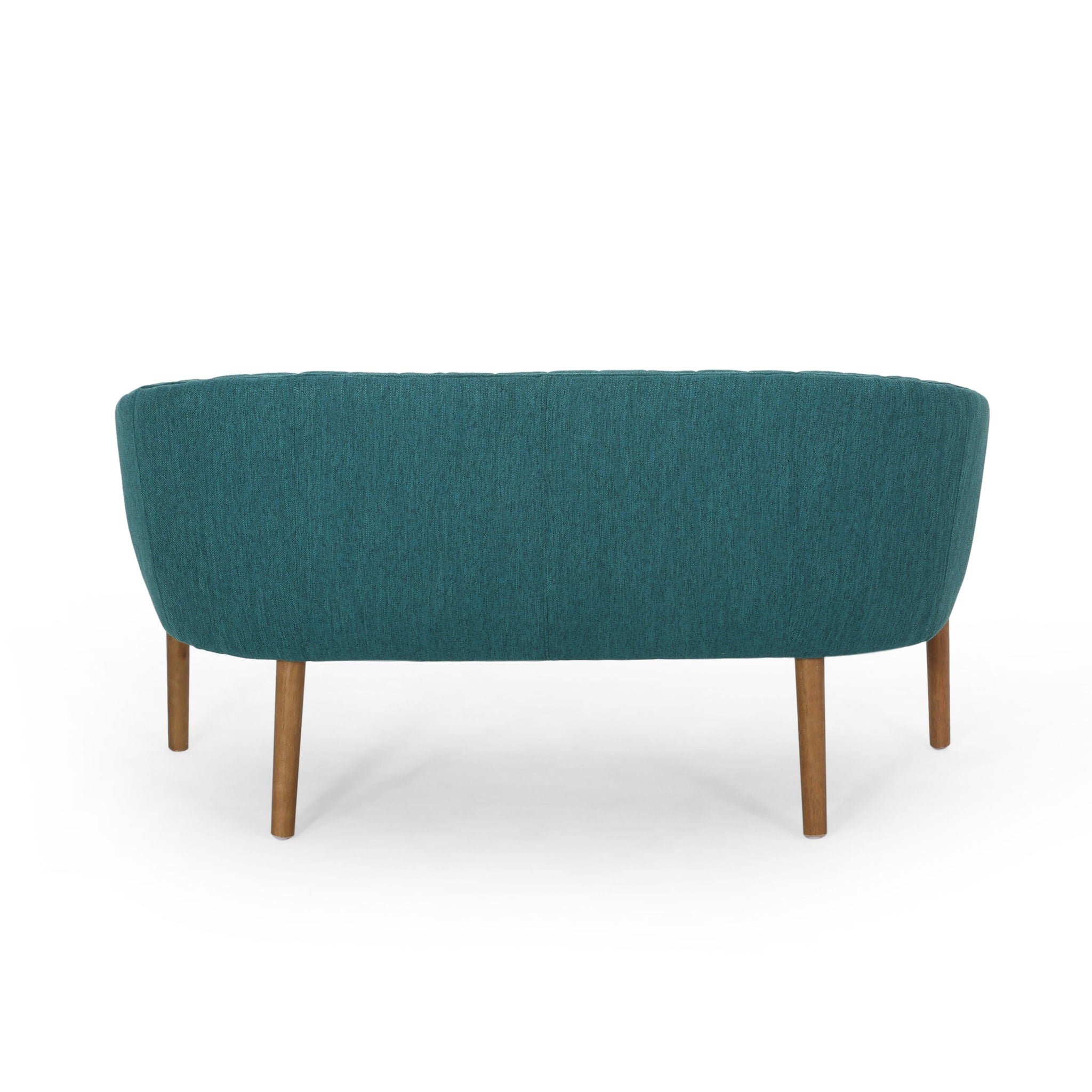 Mid Century Modern Loveseat With Channel Stitched Backrest