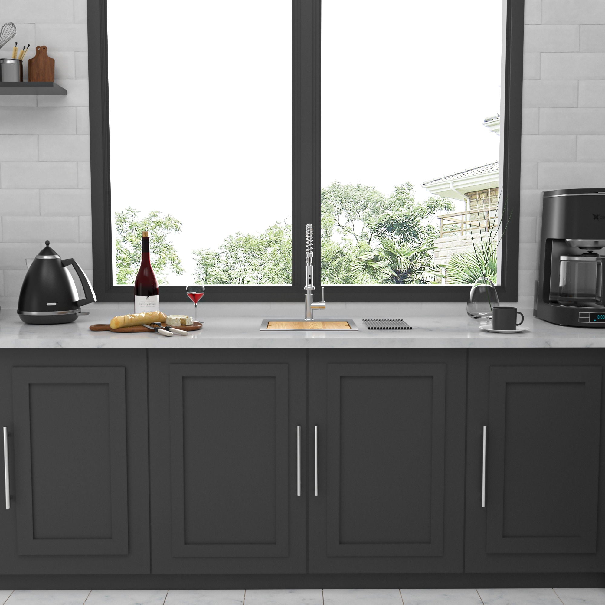 Modern Stainless Steel 15" Drop In Kitchen Sink Workstation With Accessories - Brushed Nickel