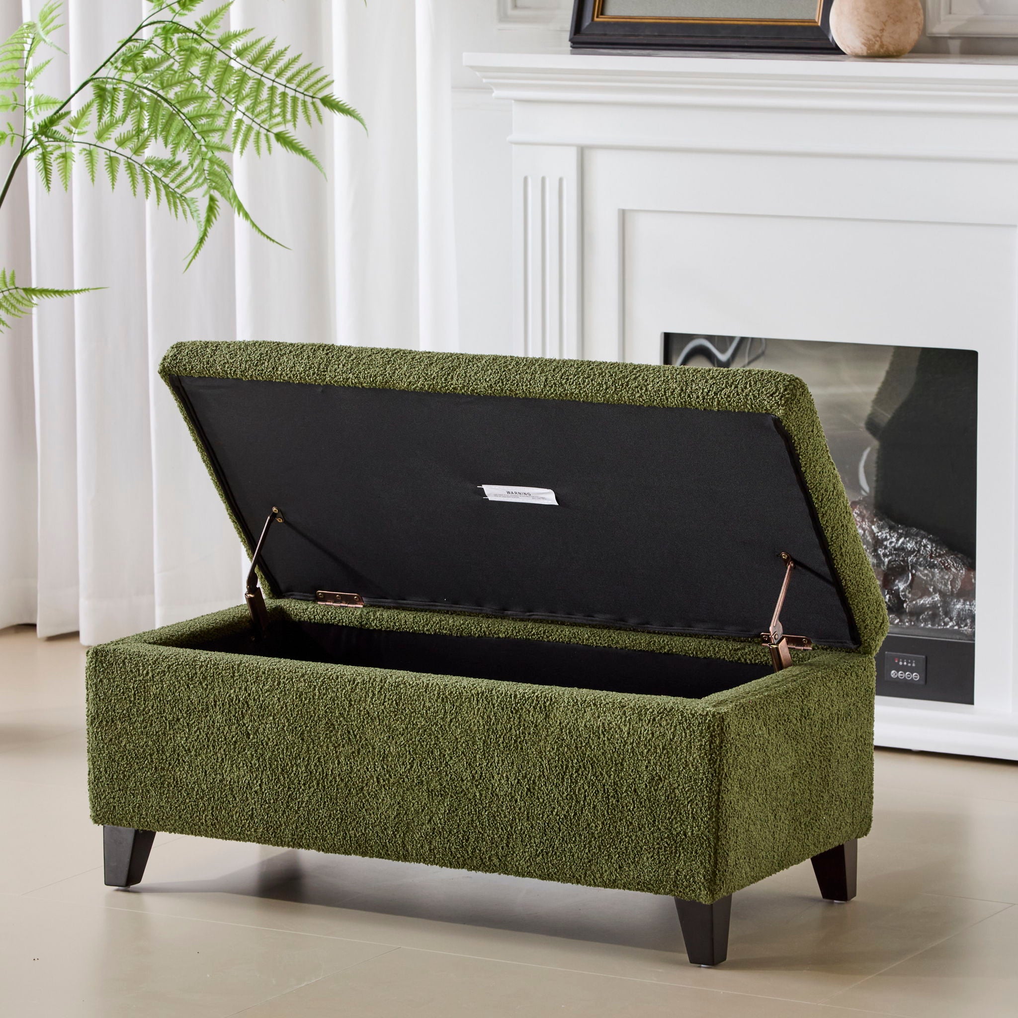 Storage Ottoman With Flip Top Lid - Retro Green