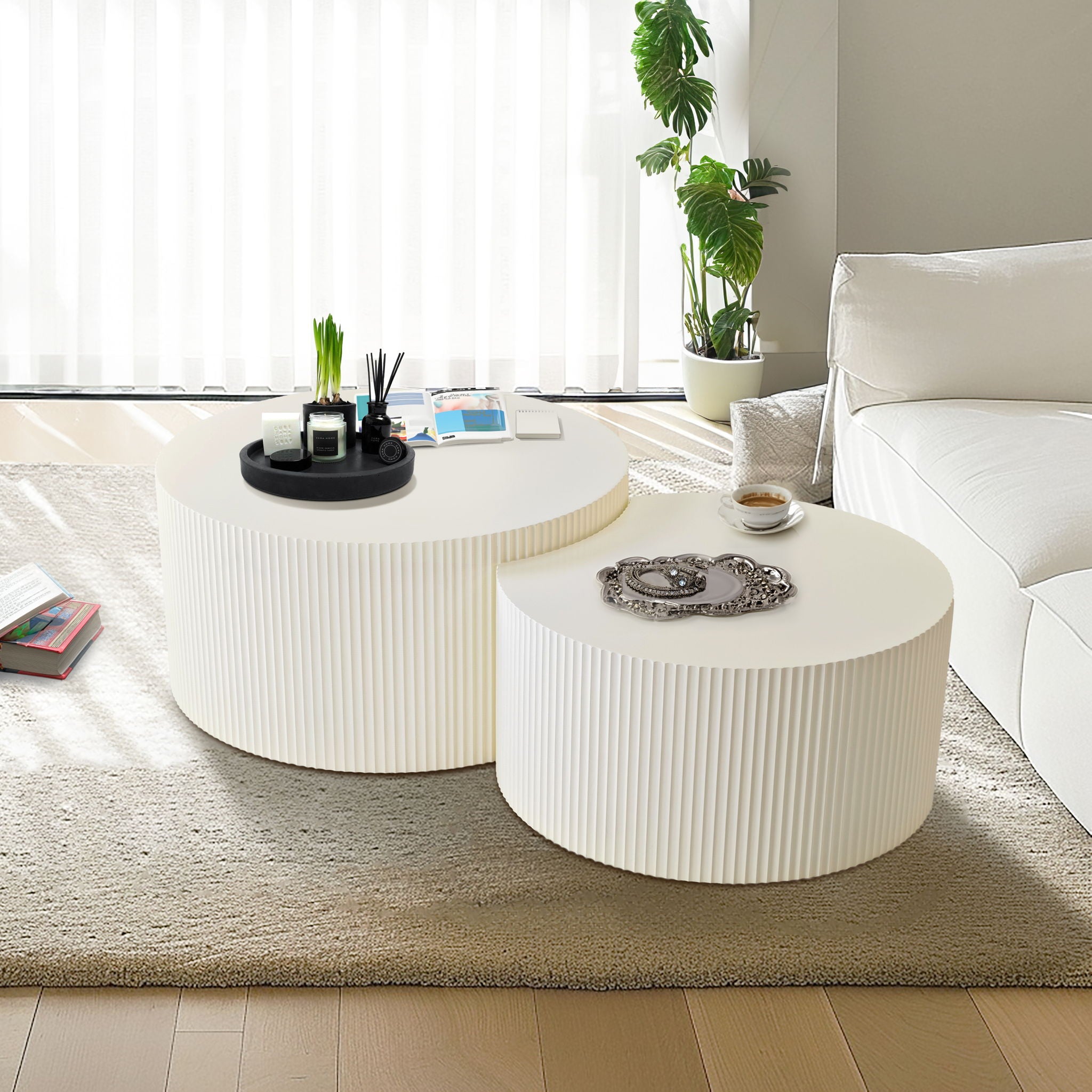 Wave Stripe Nesting Coffee Table (Set of 2)