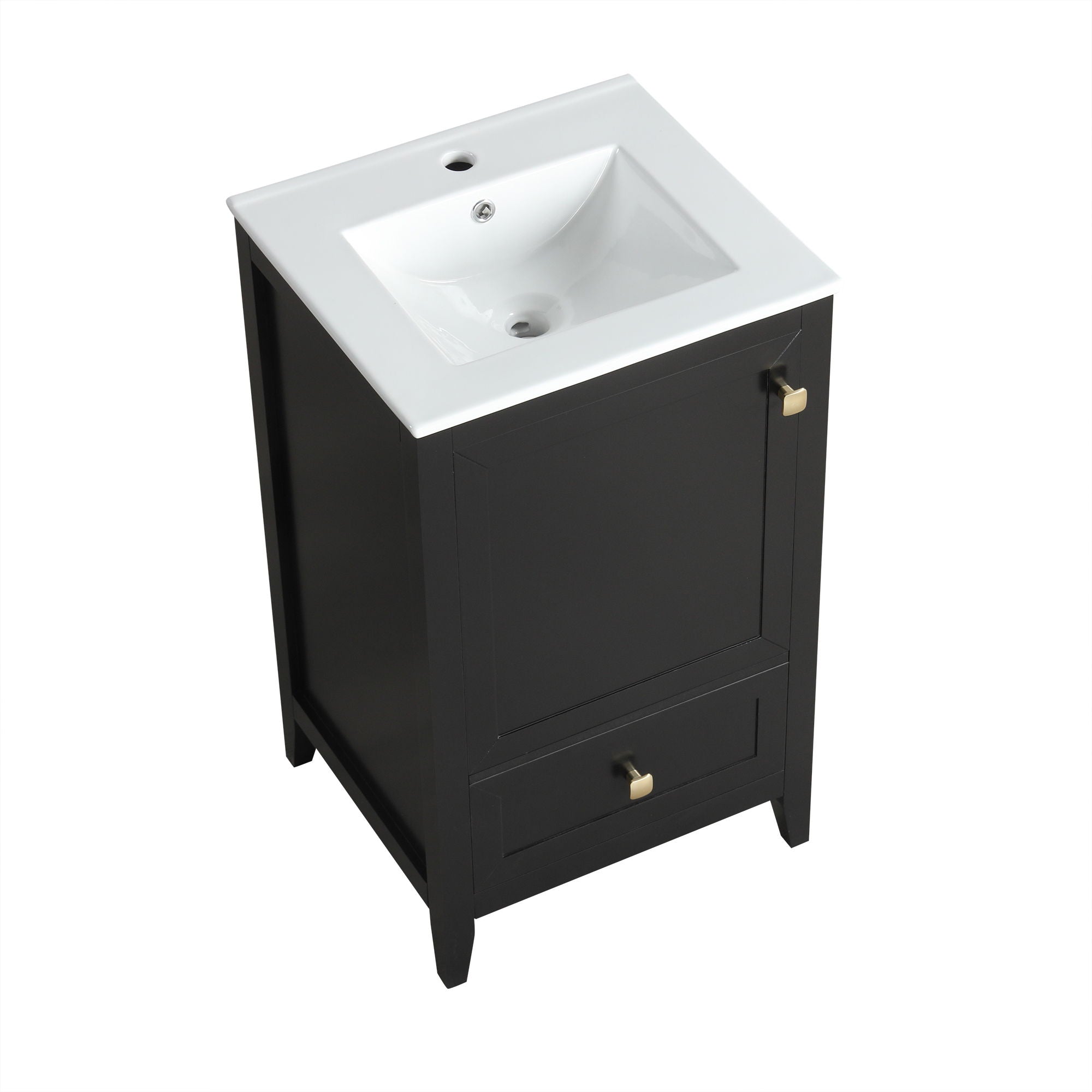 20" Bathroom Vanity With Sink Cabinet With Soft Closing Door, Drawer & Storage Rack - Black