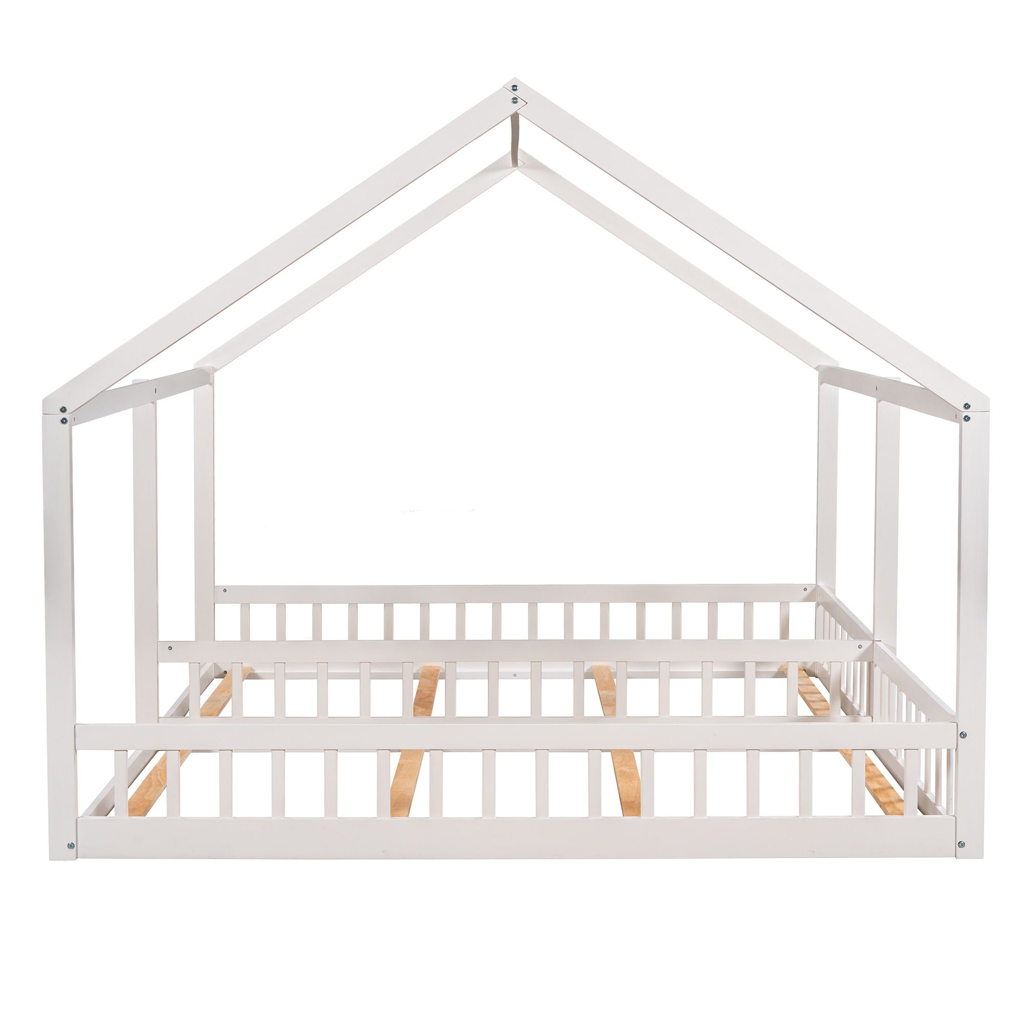 House Platform Beds, 2 Shared Beds, Metal Frame With Guardrails