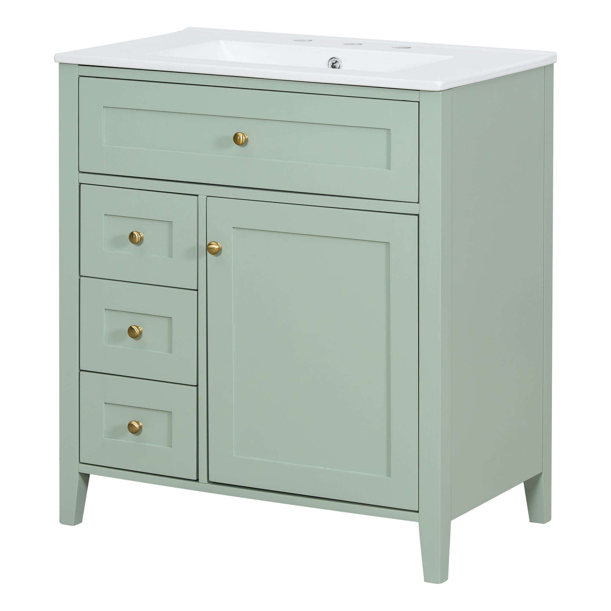 Modern Bathroom Vanity With Sink, 3 Drawers And Adjustable Shelf