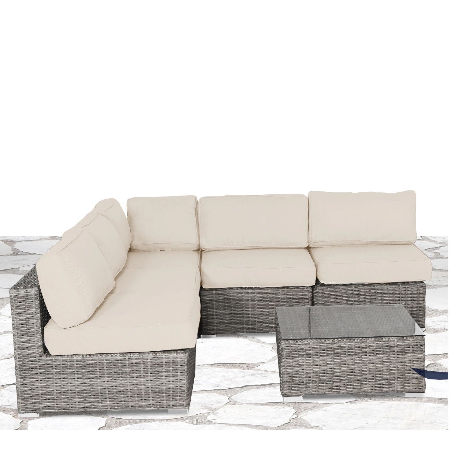 Seating Set With Cushions Handcrafted Wicker Design