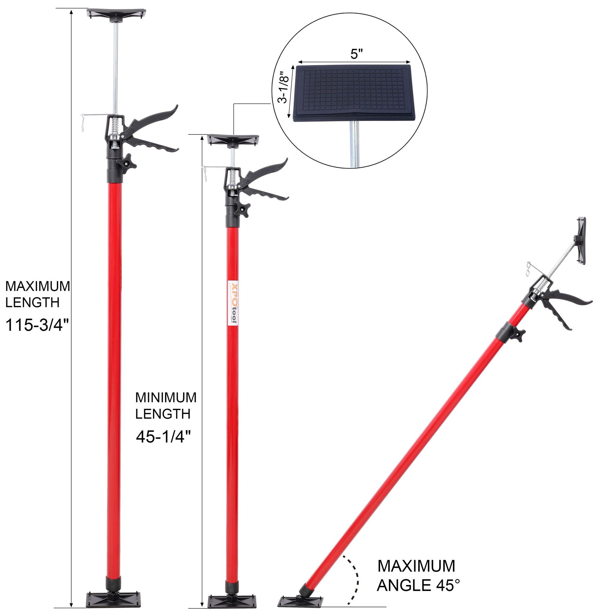 Adjustable Support Pole System For Drywalls And Cabinets With Carry Bag
